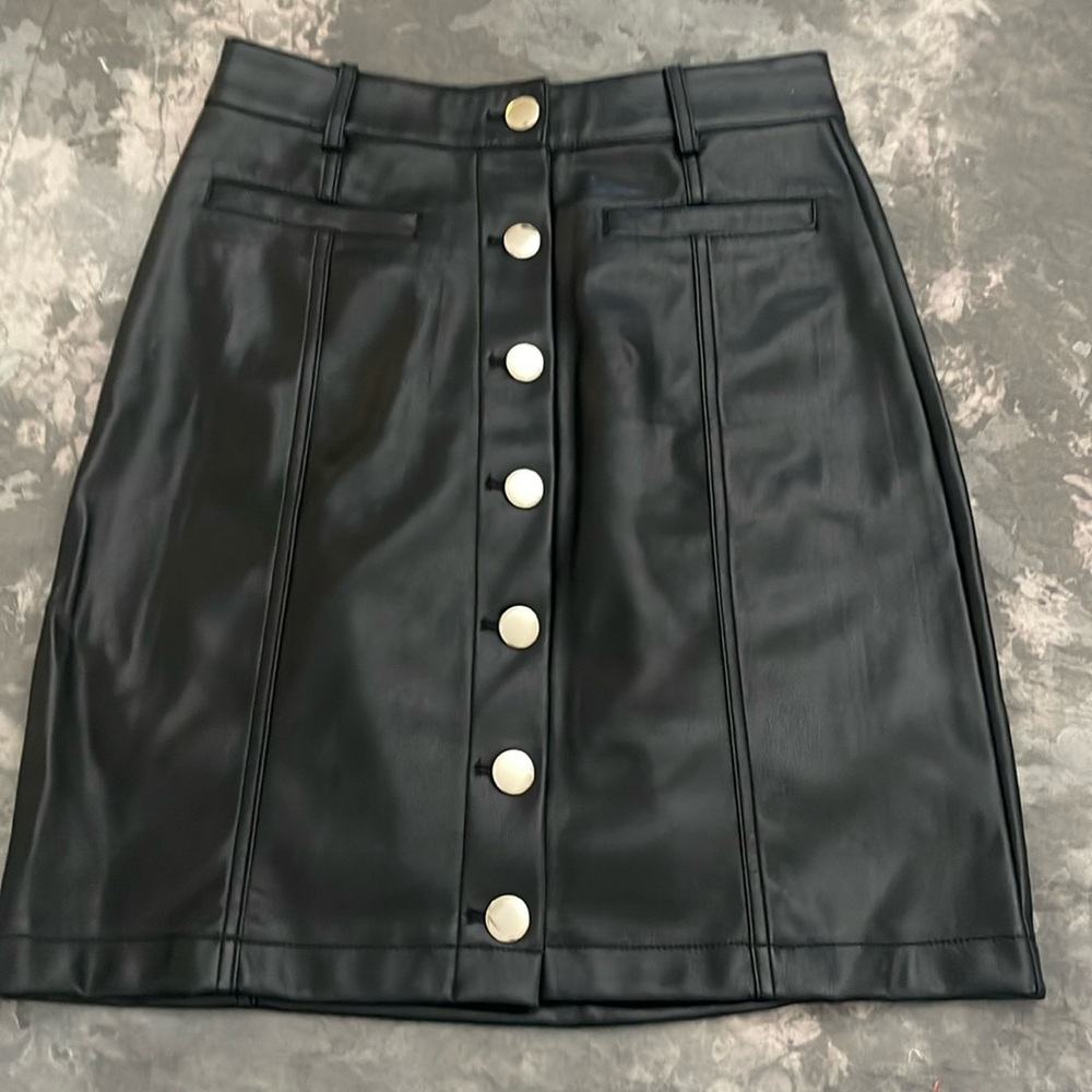 Black Faux Leather Skirt